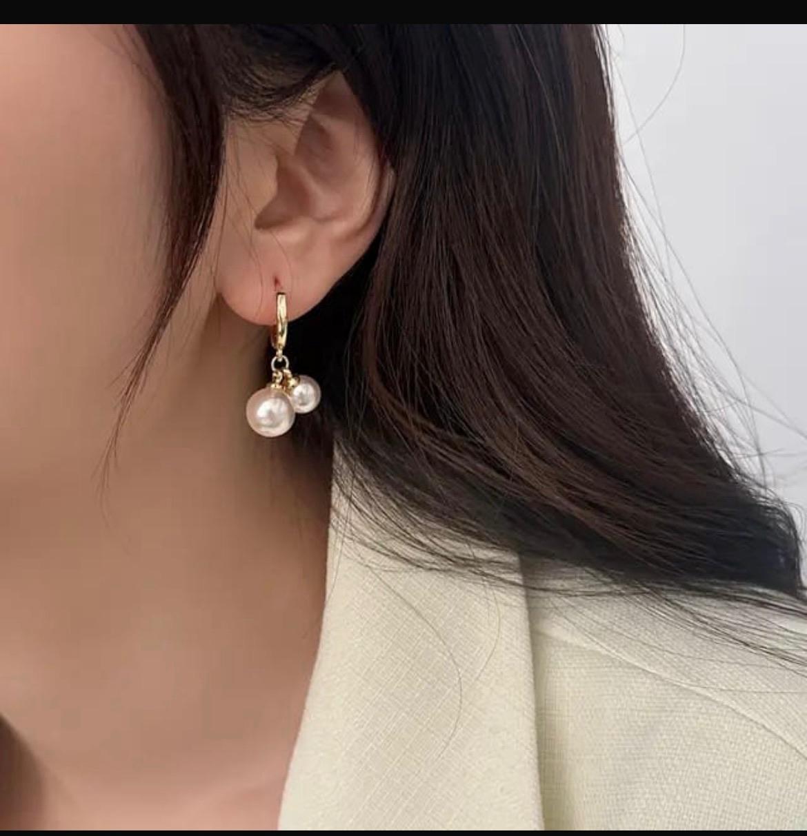 Classic Double Pearl Drop Earrings