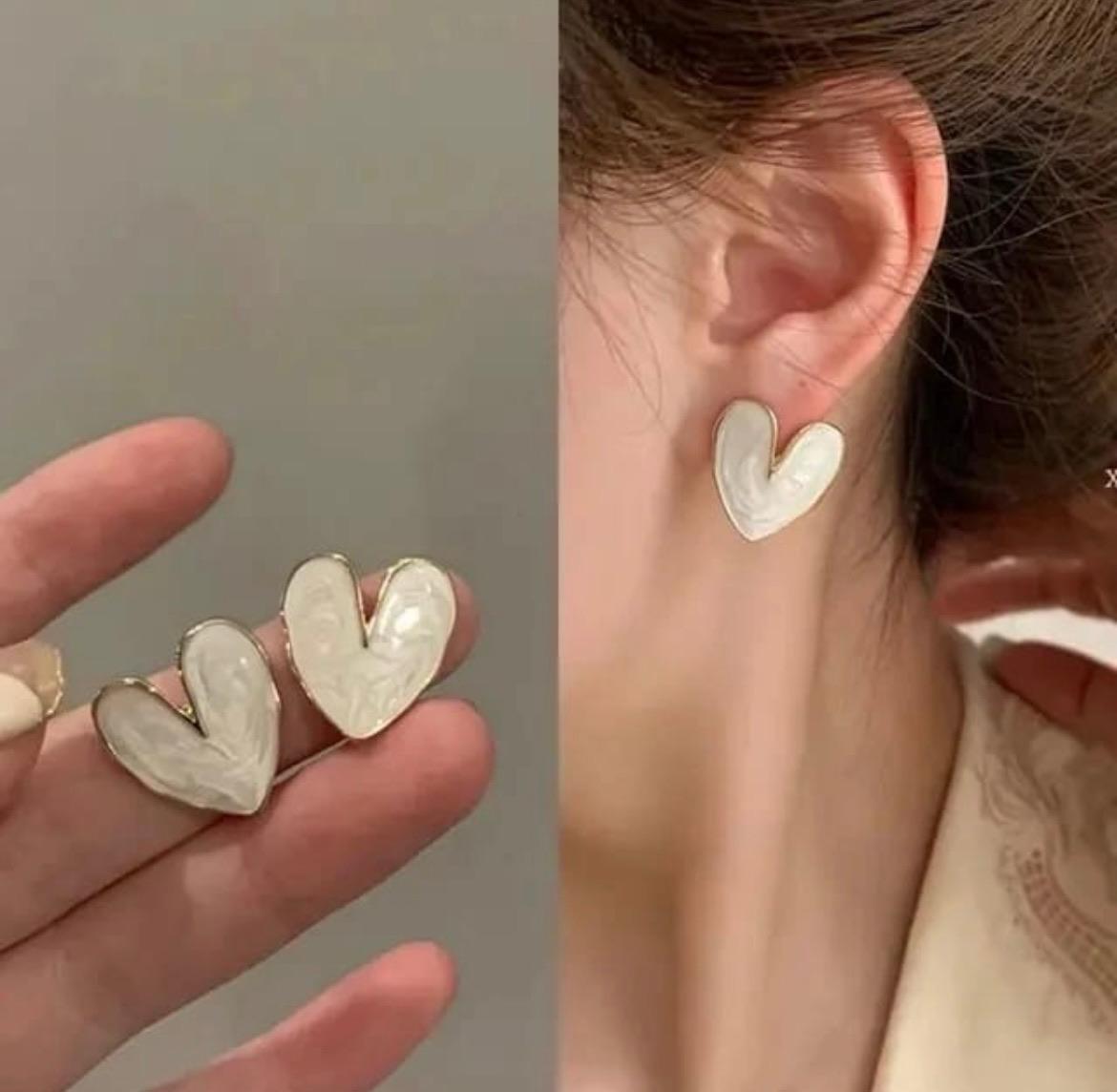 Enamel Heart Stud Earrings