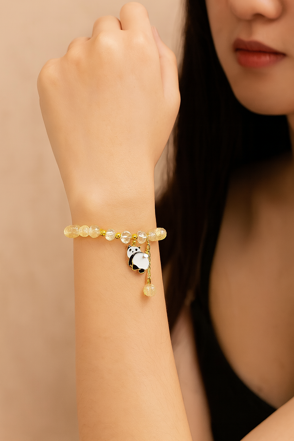 Golden Glow Panda Charm Bracelet