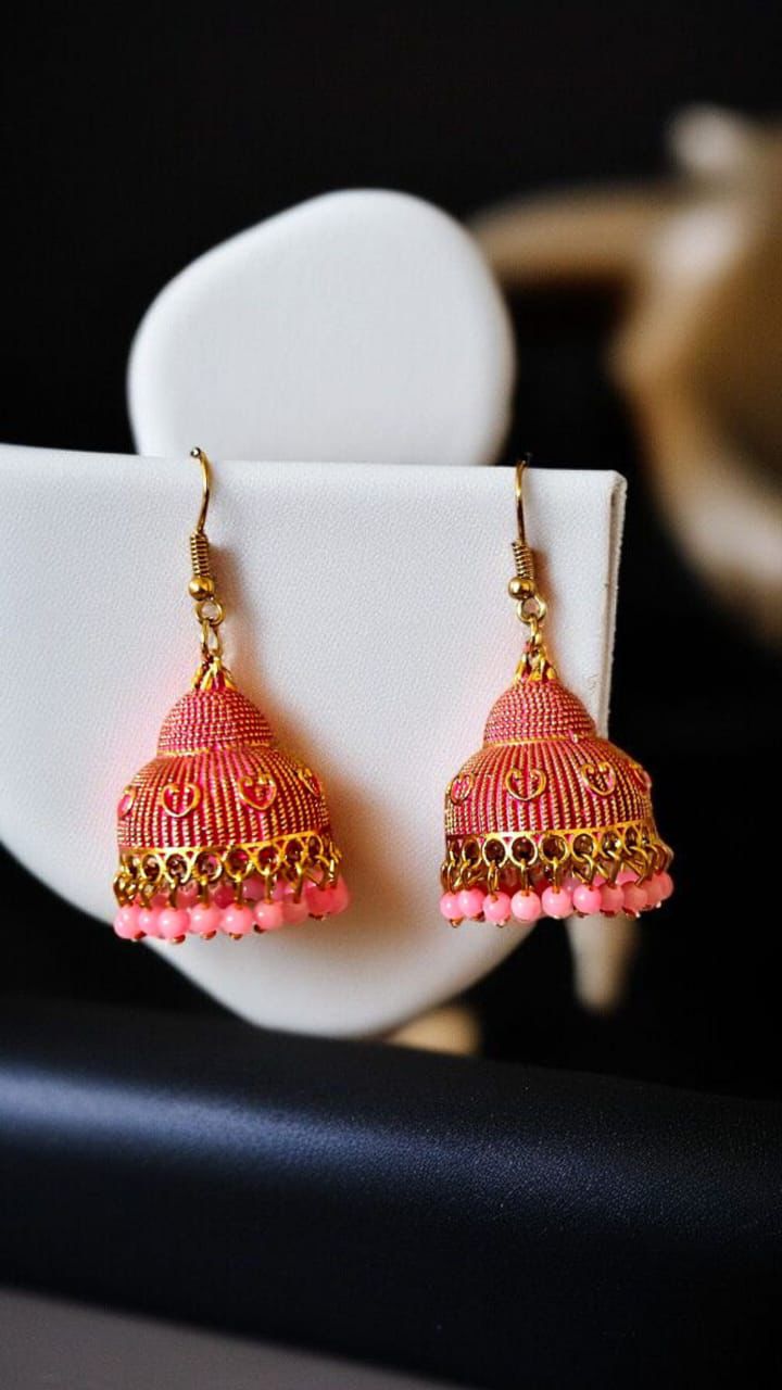 Rosé Charm Silk Thread Jhumkas