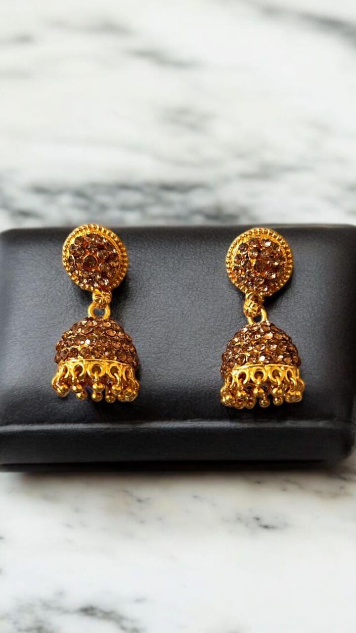 Golden Glimmer Dome Jhumkas