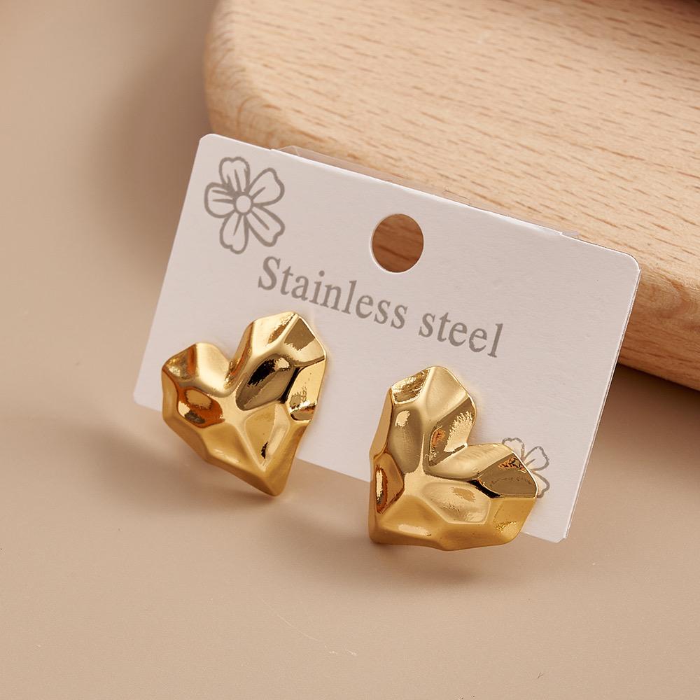 Golden Geo Heart Earrings