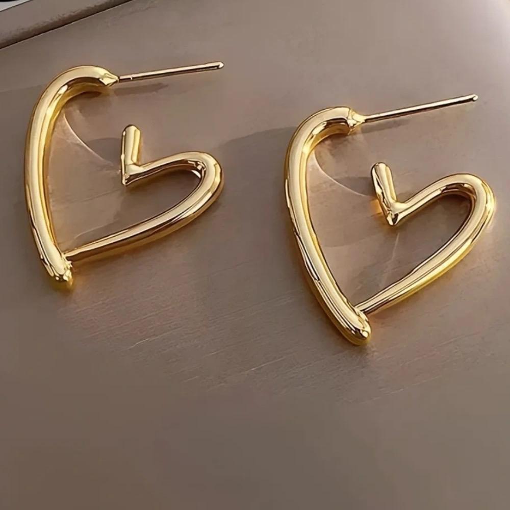 Golden Heart Hoop Earrings