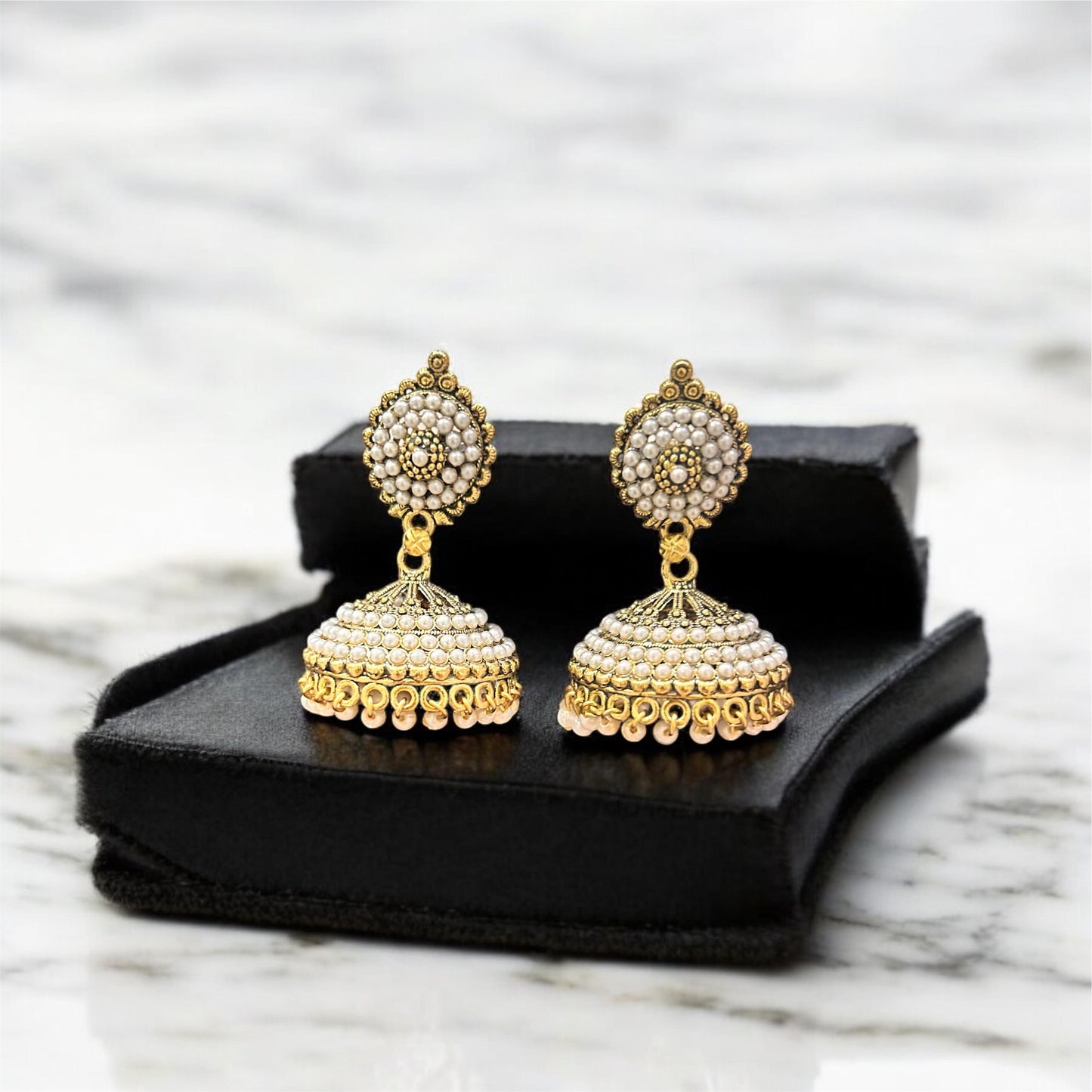 Pearl Elegance Dome Jhumkas