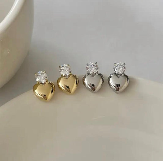 Elegant Heart Stud Earrings