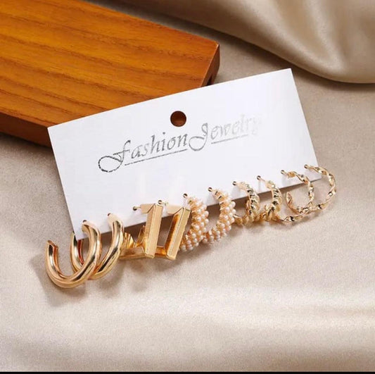 Chic Gold-Tone Hoop & Stud Earring Set