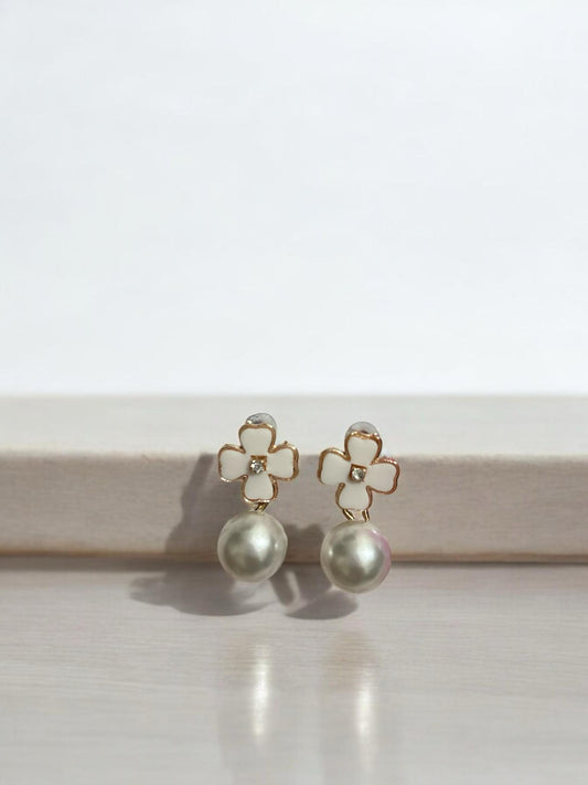 Floral Pearl Drop Earrings