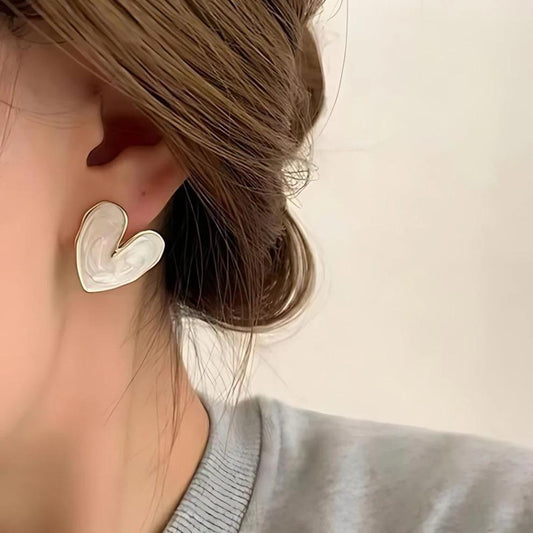 Enamel Heart Stud Earrings