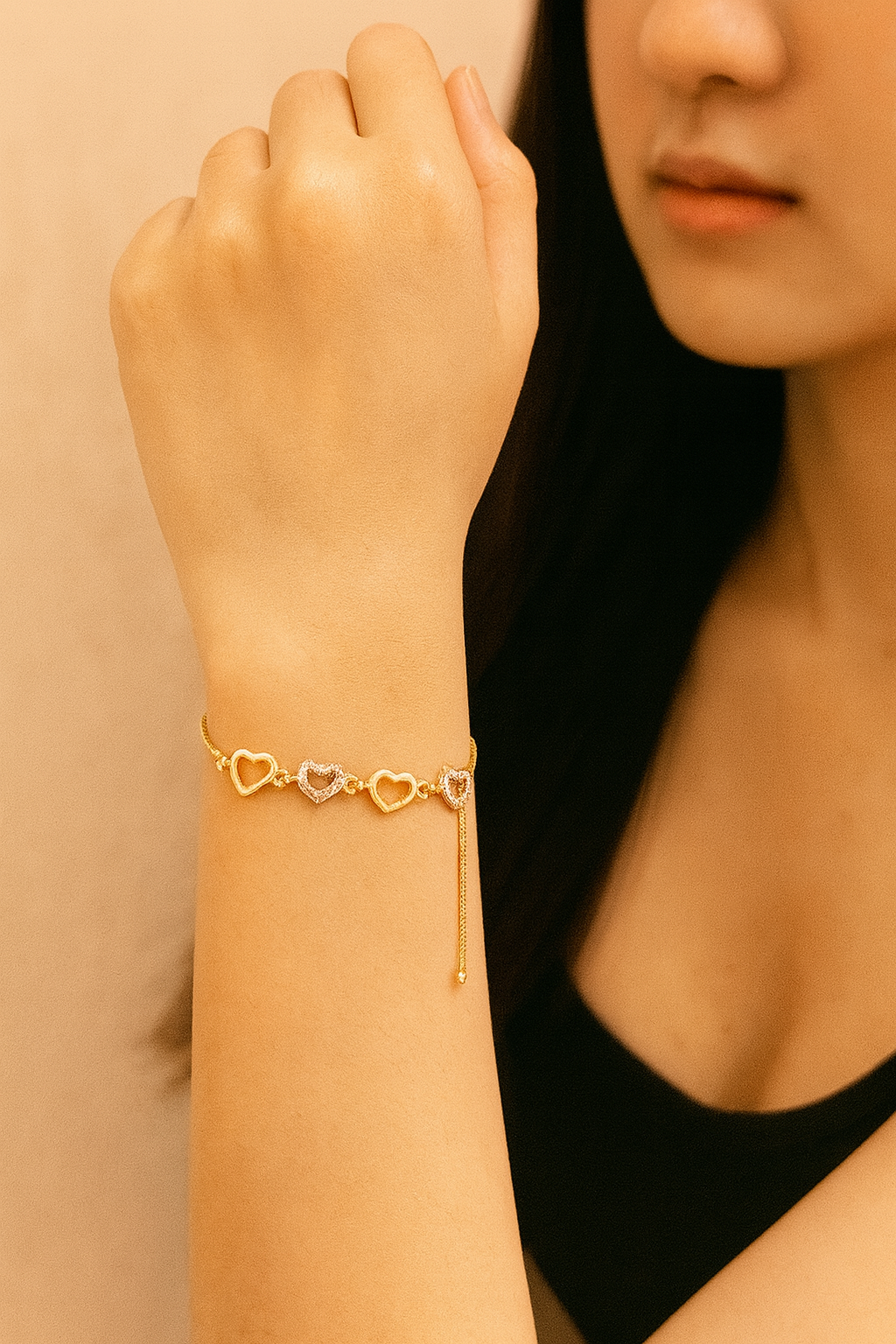 Golden Heart Link Bracelet