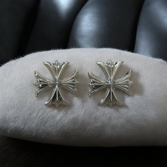 Bold Gothic Cross Stud Earrings