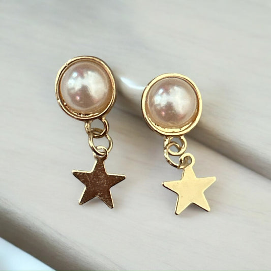 Pearl & Star Drop Earrings