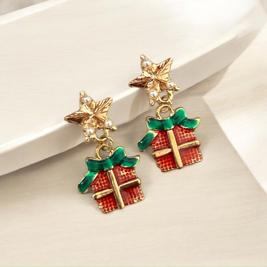 Festive Gift Box Drop Earrings