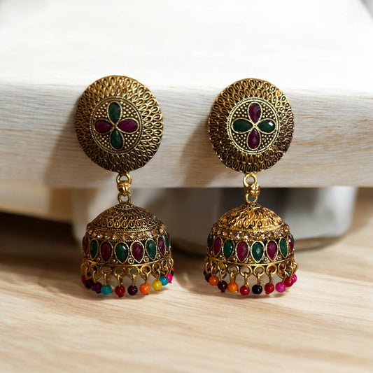 Antique gold-tone jhumka