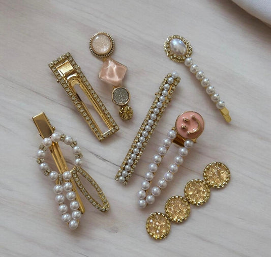 Luxe Pearl & Crystal Hair Clip Set