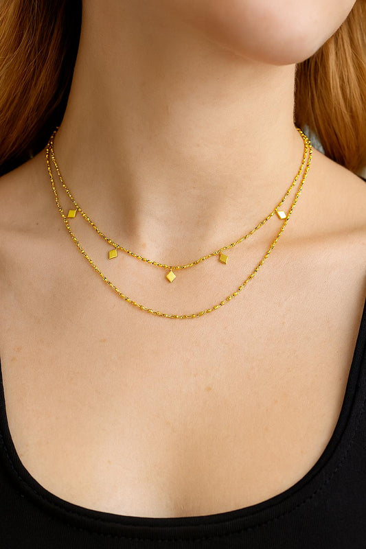 Golden Gleam Layered Charm Necklace