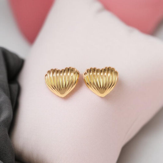 Golden Shell Heart Studs