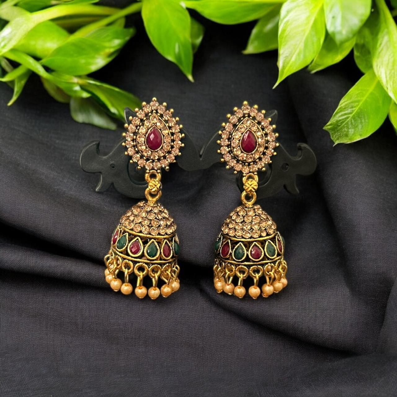 Regal Kundan Temple Jhumkas