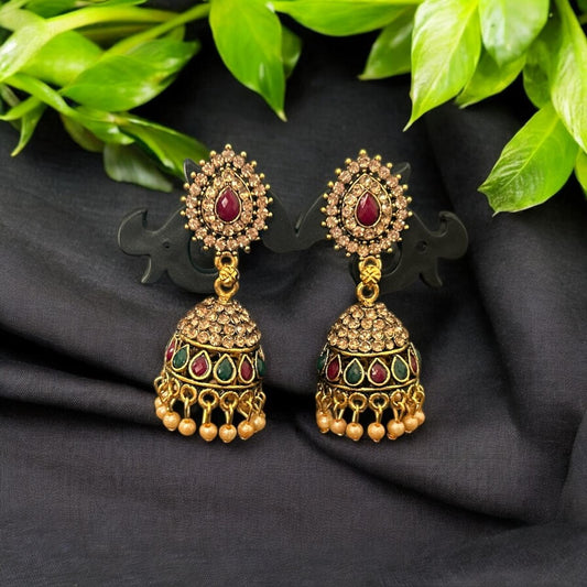 Regal Kundan Temple Jhumkas