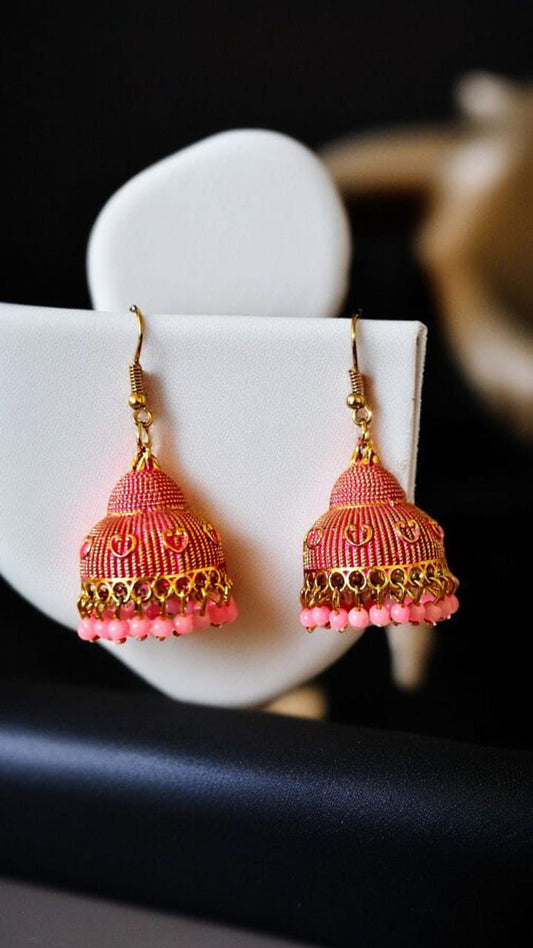 Rosé Charm Silk Thread Jhumkas