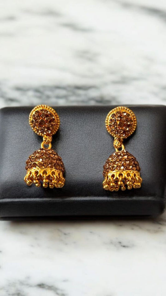 Golden Glimmer Dome Jhumkas