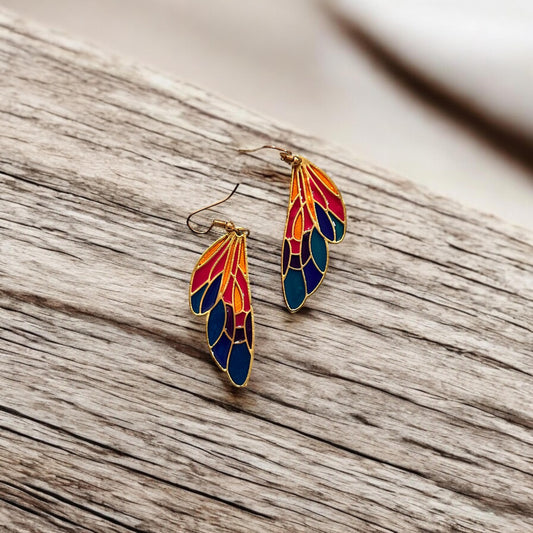 Rainbow Wings Statement Earrings