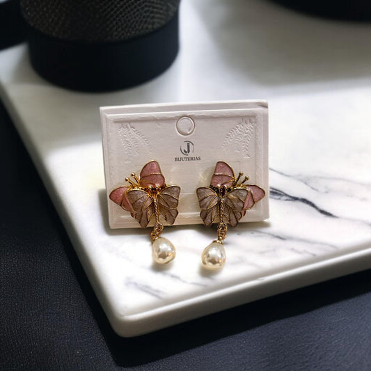 Butterfly Pearl Drop Earrings