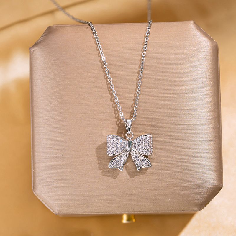 Crystal Bow Pendant Necklace