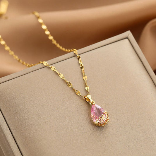 Blush Teardrop Pendant Necklace