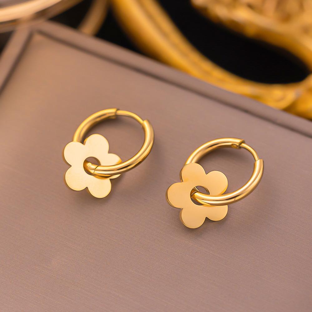 Golden Floral Hoop Earrings