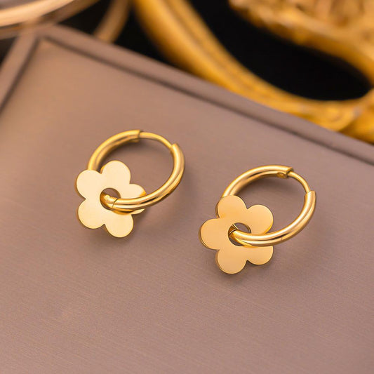 Golden Floral Hoop Earrings