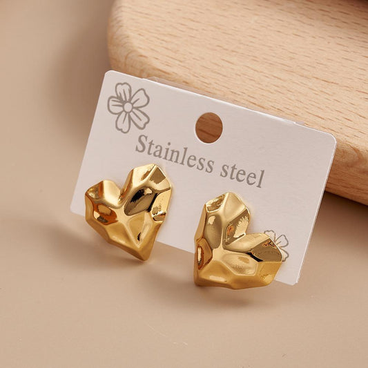 Golden Geo Heart Earrings