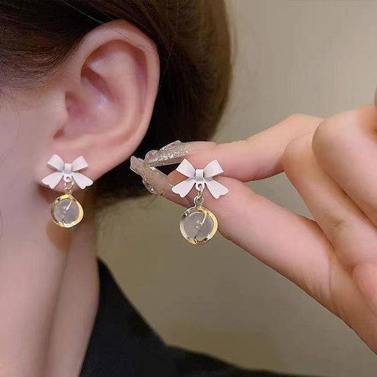 Bow & Crystal Charm Earrings