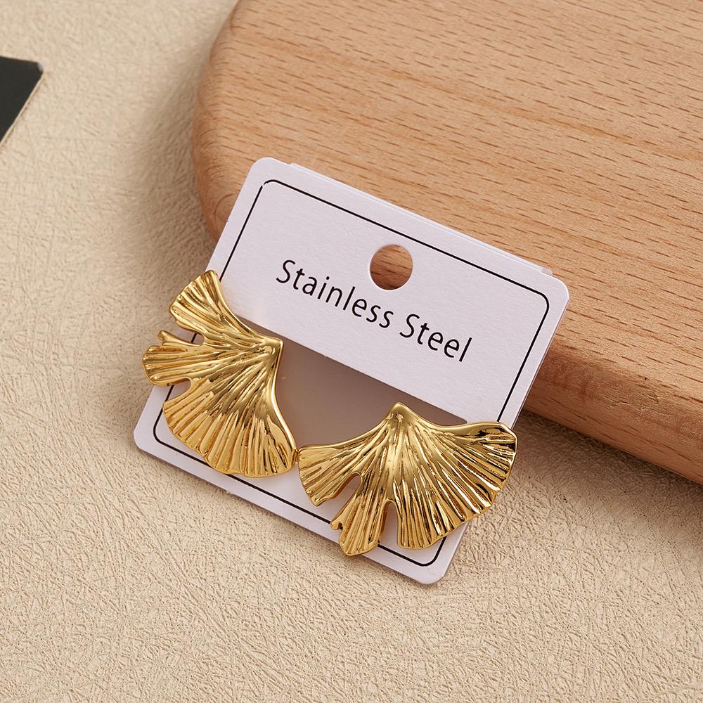 Golden Fan Leaf Earrings