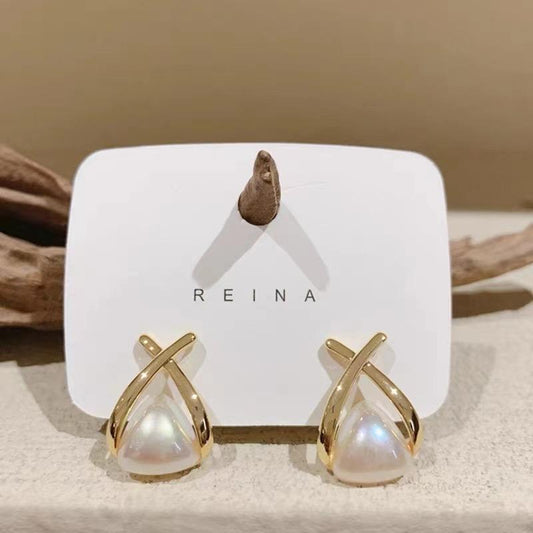 Golden Grace Pearl Studs