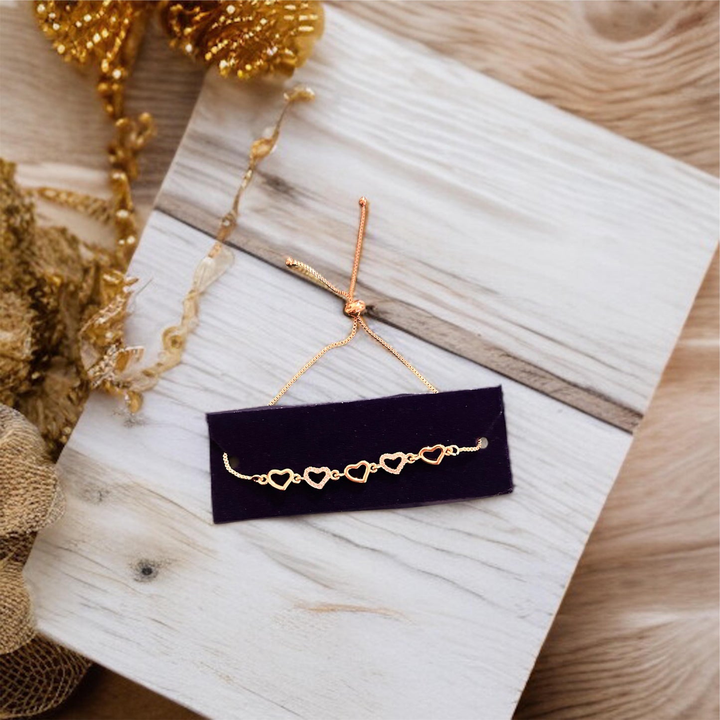 Golden Heart Link Bracelet