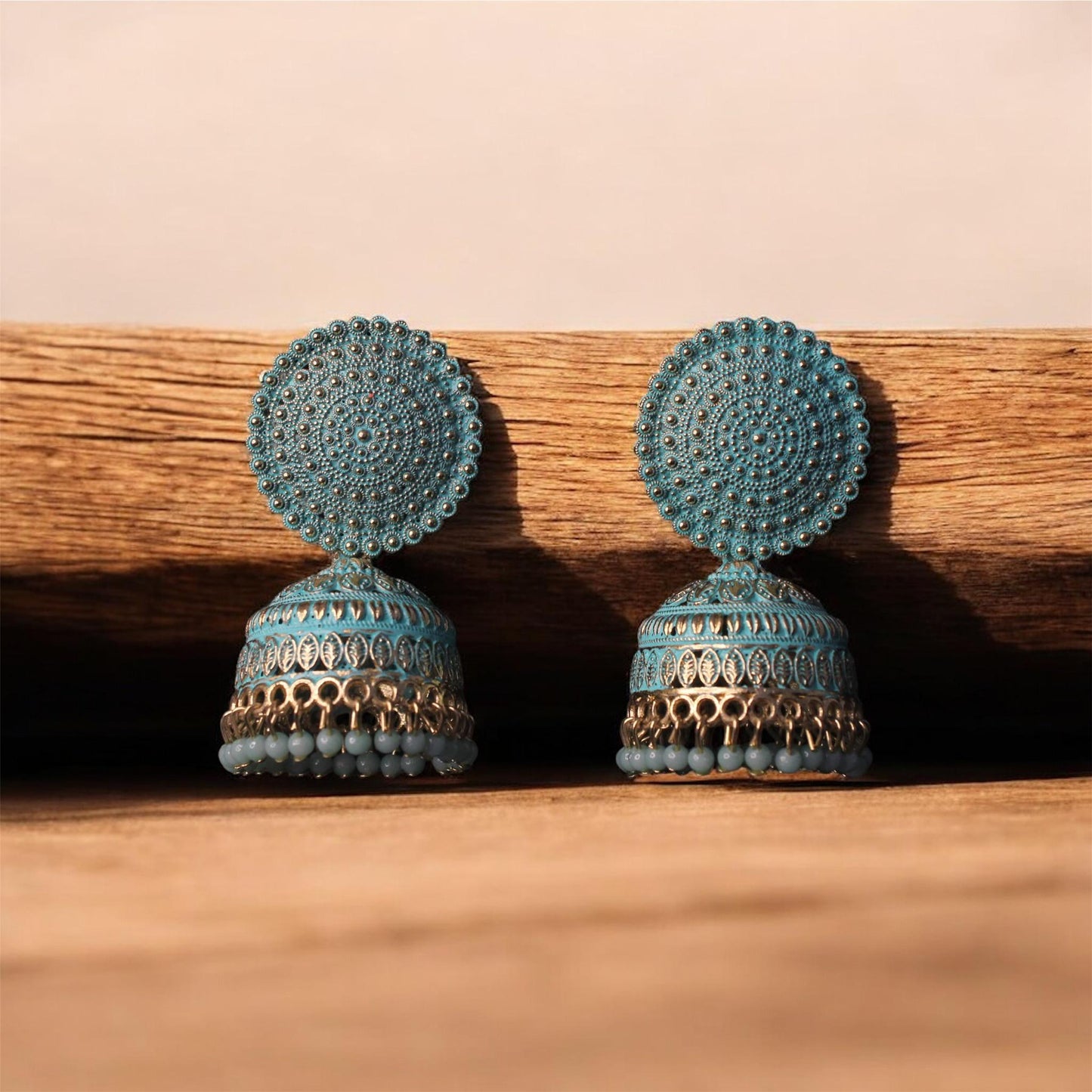 Turquoise Enamel Jhumkas