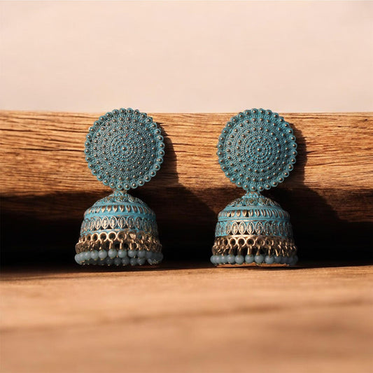 Turquoise Enamel Jhumkas
