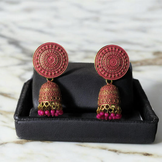 vibrant pink jhumka