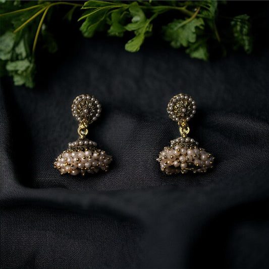 Radiant  Pearl Bloom Jhumkas