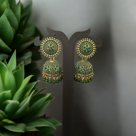 Emerald Radiance Jhumkas