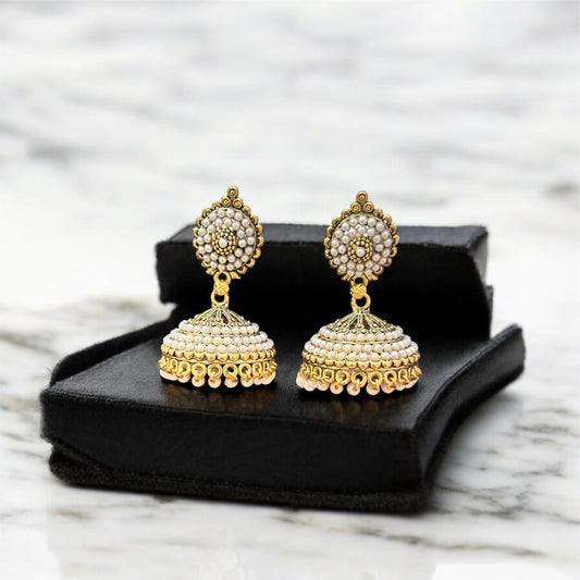 Pearl Elegance Dome Jhumkas